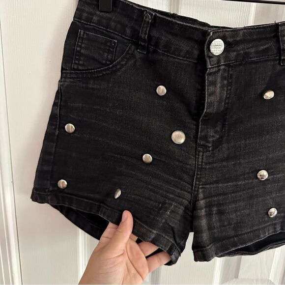 InFlux Black Studded Denim Shorts Women’s Size 8 - Picture 4 of 6